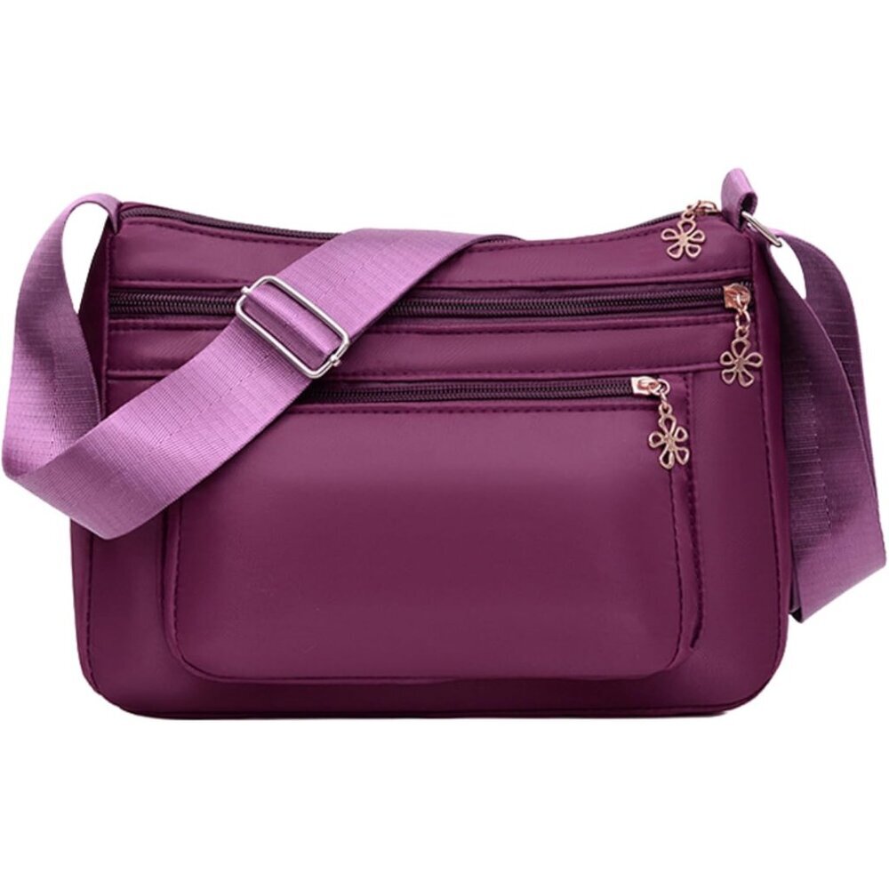 Women's Lightweight Nylon Crossbody Bag with Adjustable Strap and Zipper Closure
